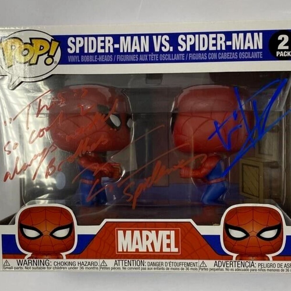 Tom Holland & Andrew Garfield signed Funko Spider-Man vs Spider-Man w/COA
